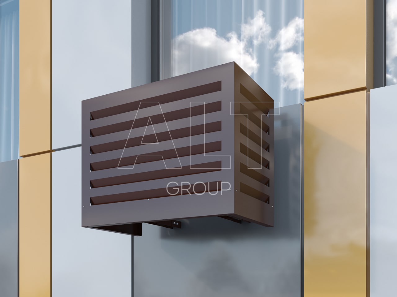 фасадная корзина, цвет коричневый, перфорация - линии