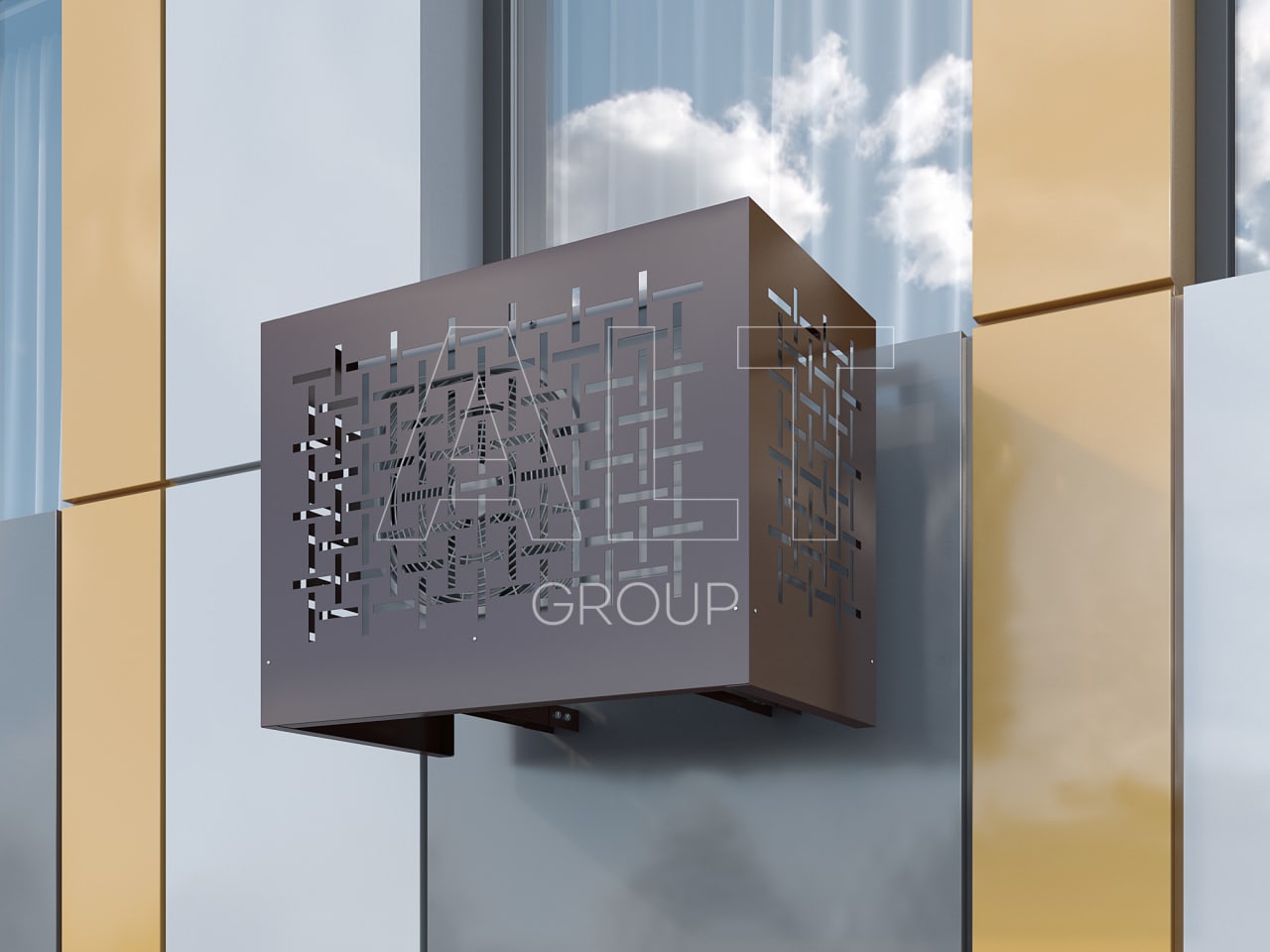 фасадная корзина, цвет коричневый, перфорация - крест